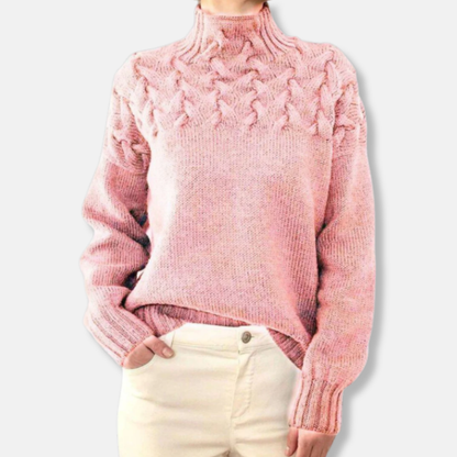 Laine Pull Tricot Col montant confortable Motif torsadé