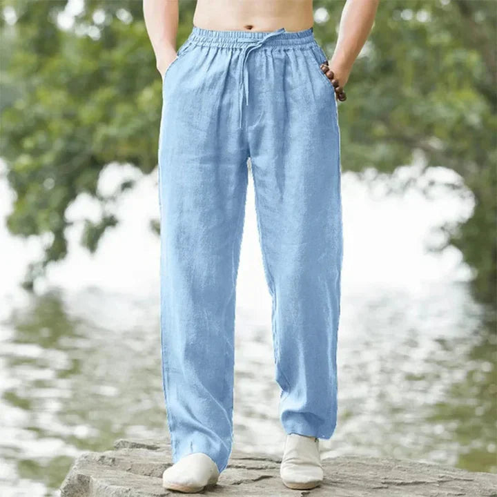 Pantalons en lin homme été décontractés