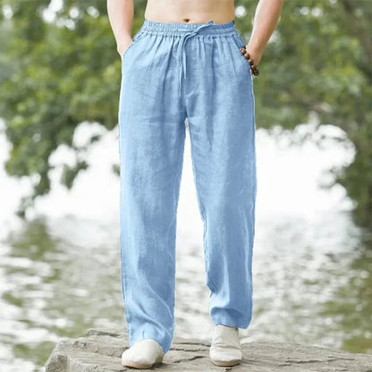 Pantalons en lin homme été décontractés