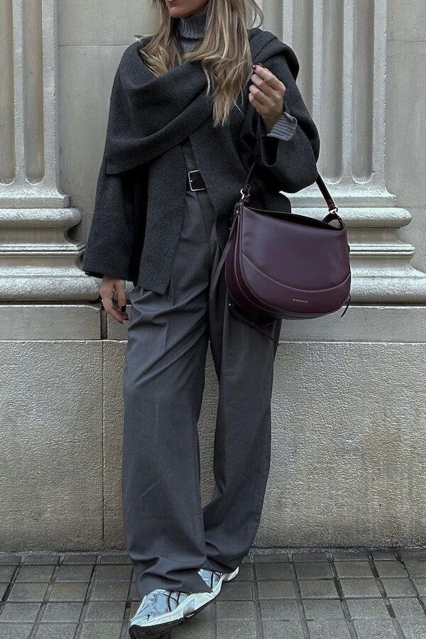 Manteau en laine oversize élégant à manches longues