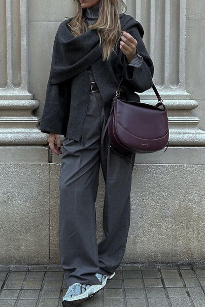 Manteau en laine oversize élégant à manches longues