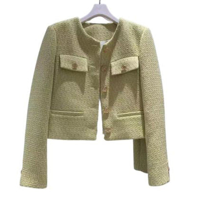 Veste en tweed col rond chic pour femme