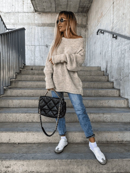 Pull pour femmes léger ample épaules dénudées