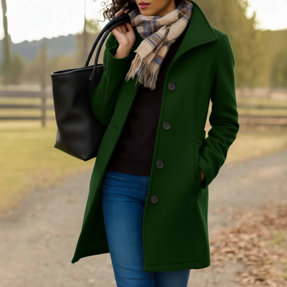 Elegante Damenjacke Mittellang Knöpfe - IdealeKleiden