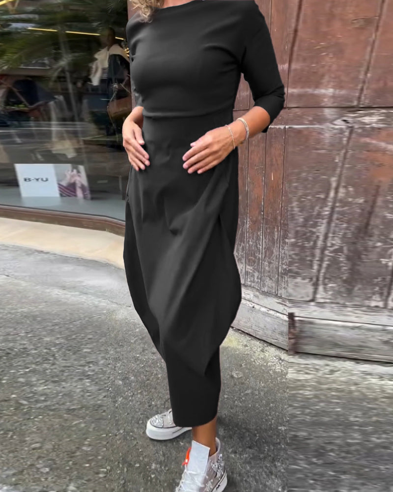 Robe élégante pour femme à manches longues et avec poche