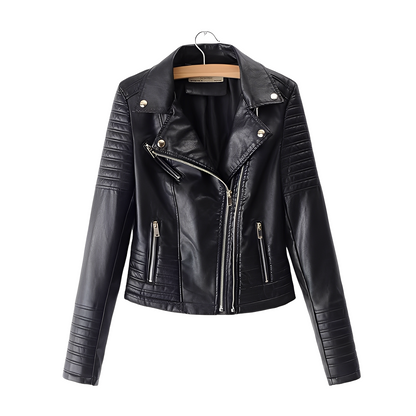 Blouson en cuir élégant pour femme, coupe ajustée