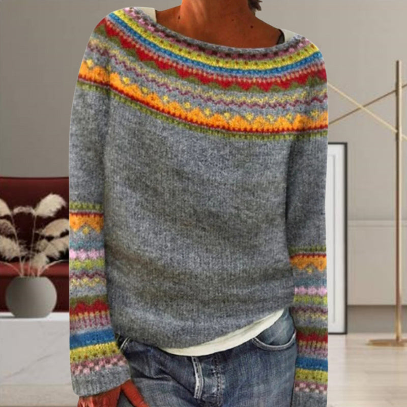 Stylischer Strickpullover Geometrisches Muster - IdealeKleiden