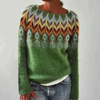 Pull-over femme en maille motifs colorés Hiver