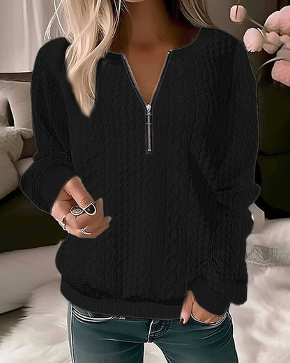 Pull en maille décontracté avec demi-fermeture éclair