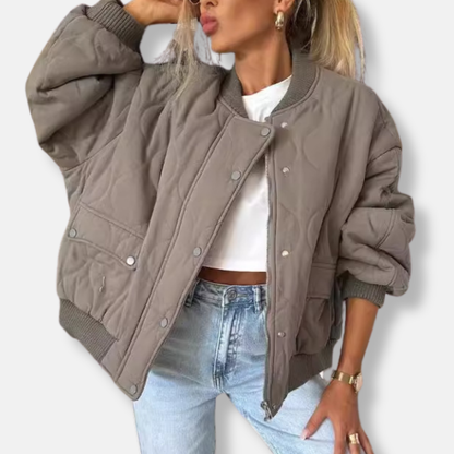 Robe matelassée décontractée femme longueur hanches boutons-pression