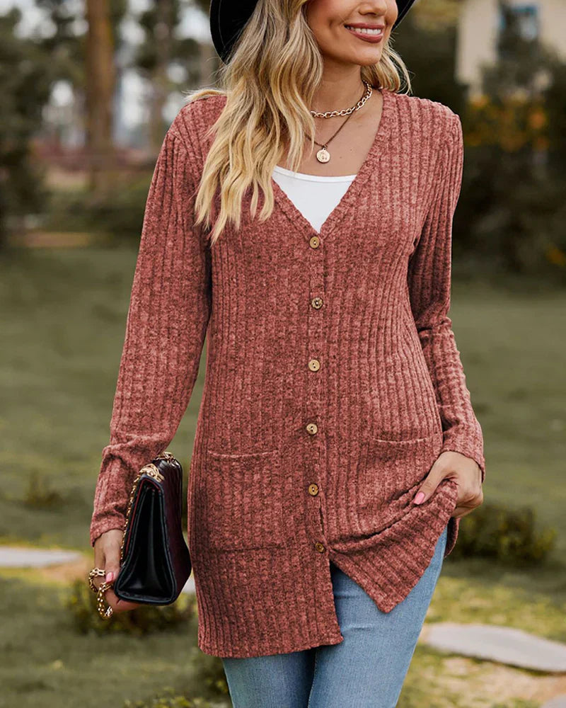 Gilet élégant pour femme à manches longues uni