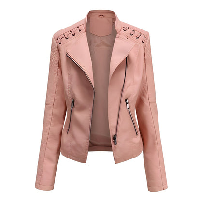 Veste en cuir courte et élégante pour femme