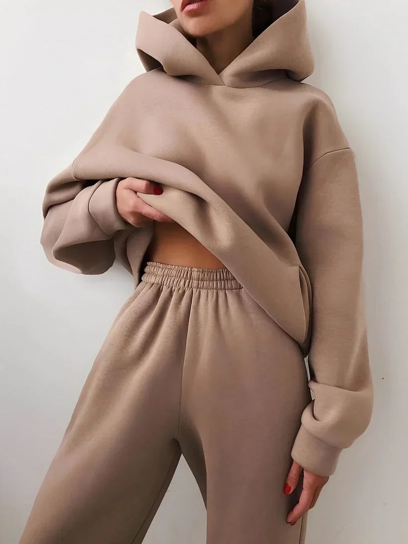 Ensemble de jogging pour femme à capuche, coloris pastel doux