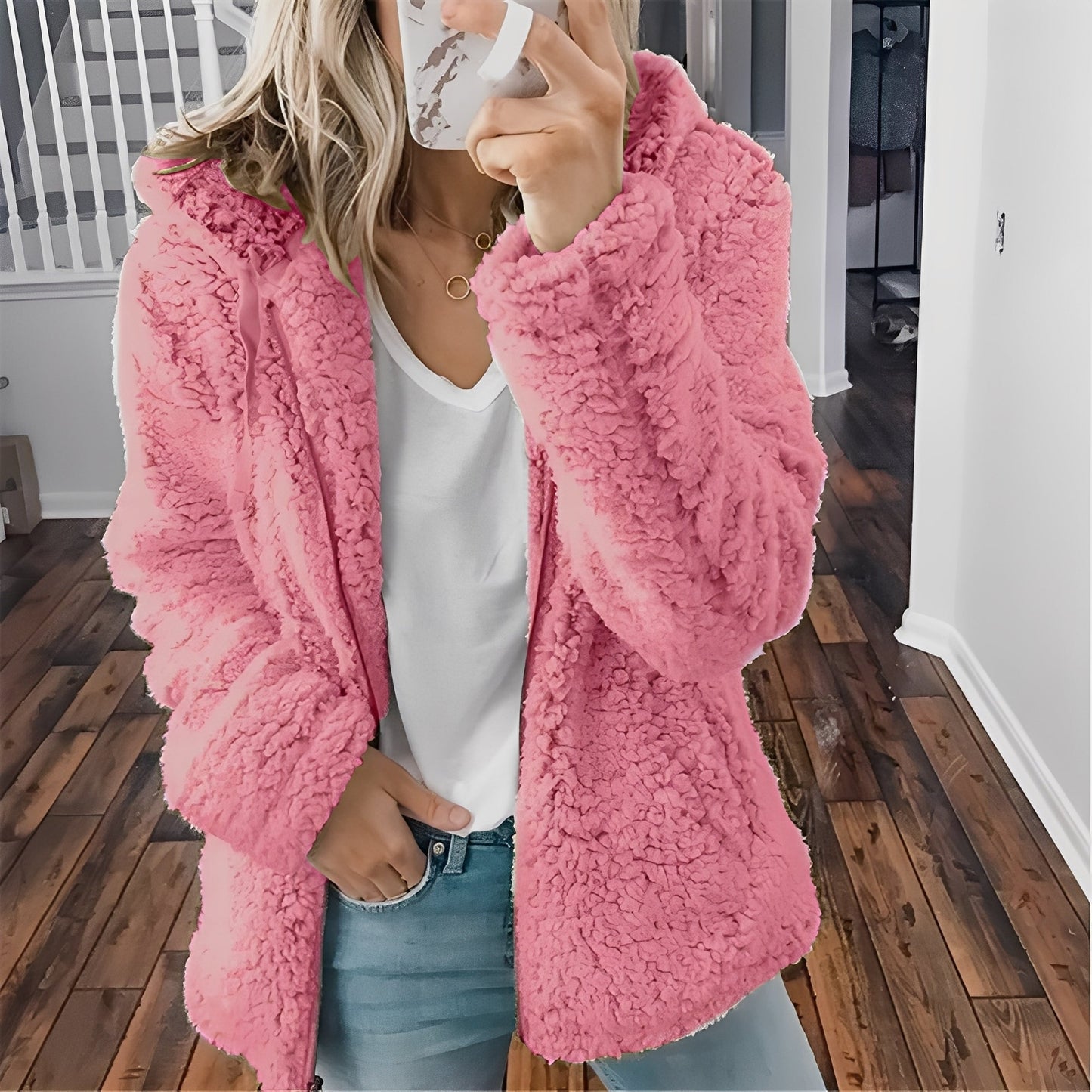 Veste en laine pour femme chaude à capuche