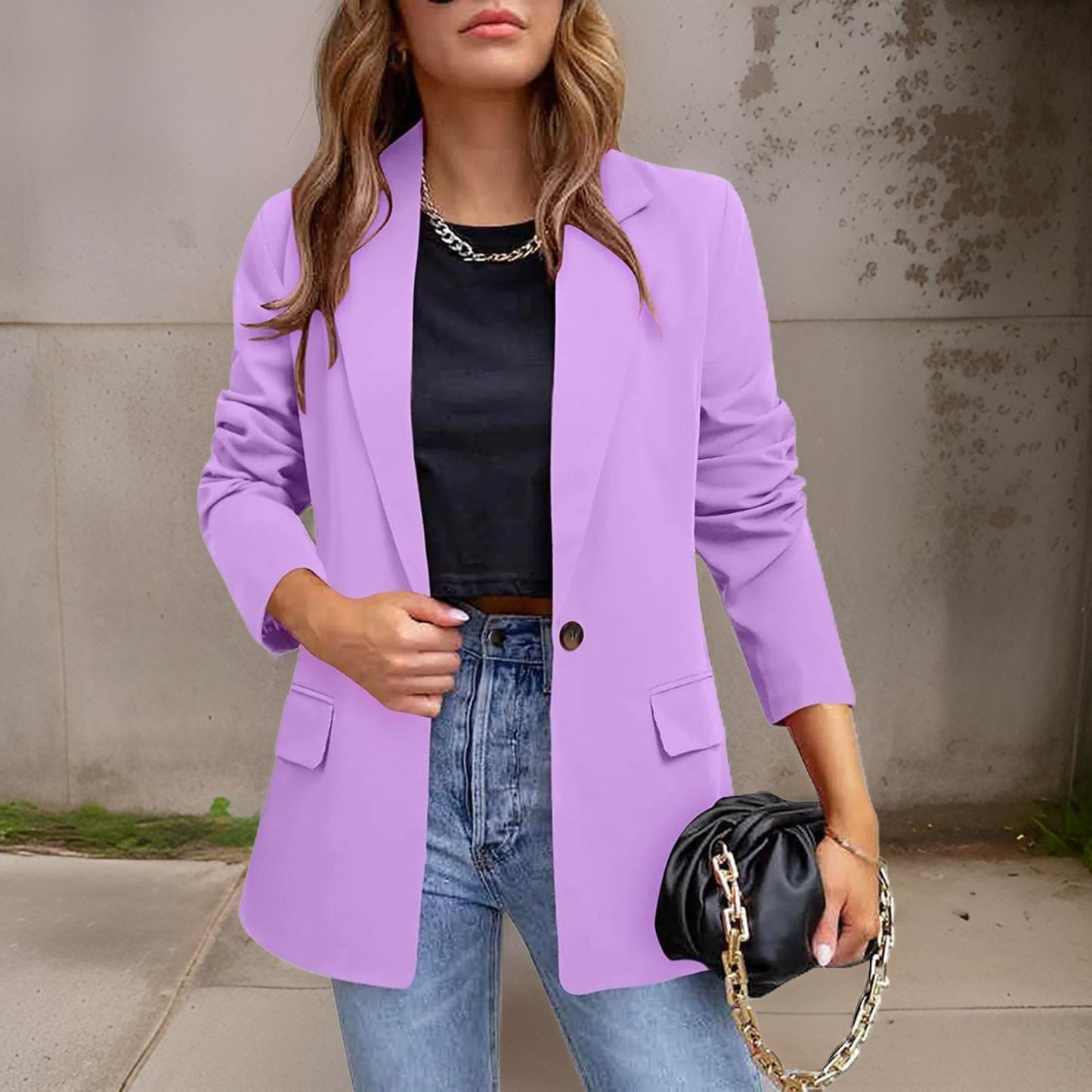 Blazer élégant femme coupe ajustée long