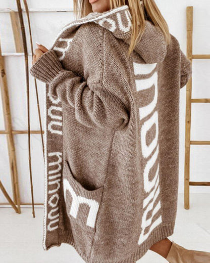 Long cardigan avec inscription tendance