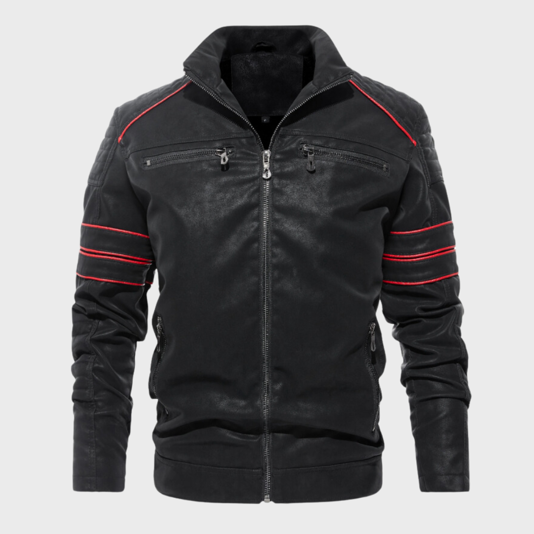 Blouson homme en cuir épais, rembourré et chaud