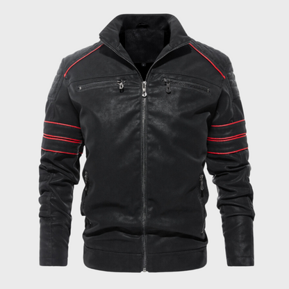 Blouson homme en cuir épais, rembourré et chaud