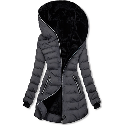 Élégante veste d'hiver pour femme avec capuche