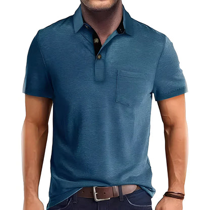 Polo rétro pour homme à manches courtes décontracté