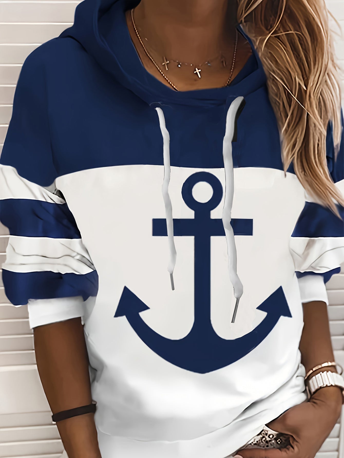 Komfortable Hoodie mit Anker Motiv - IdealeKleiden
