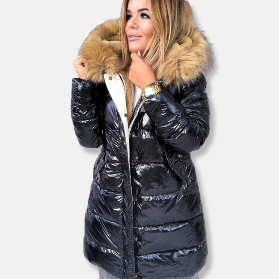 Warme Winterjacke Nylon Parka Fellbesatz - IdealeKleiden