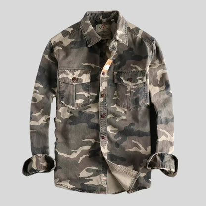Overshirt homme camouflage manches longues à boutons