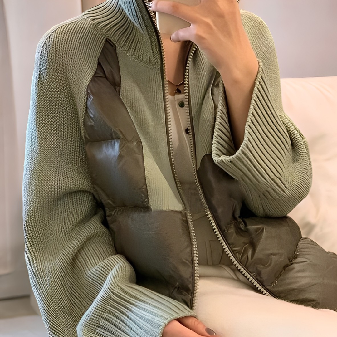 Moderne Strickjacke Damen Reißverschluss Parka - IdealeKleiden