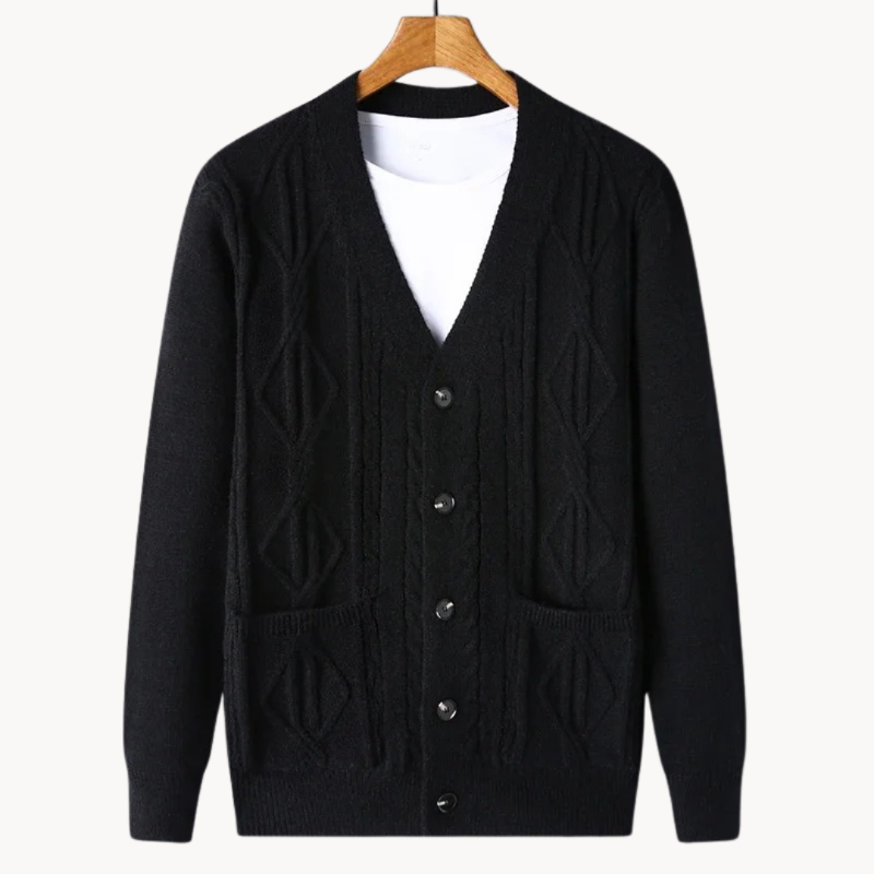 Cardigan côtelé élégant pour homme noir