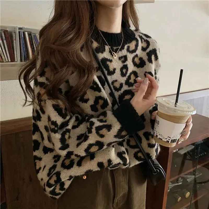 Robe élégante | Pull léopard Femme Tendance