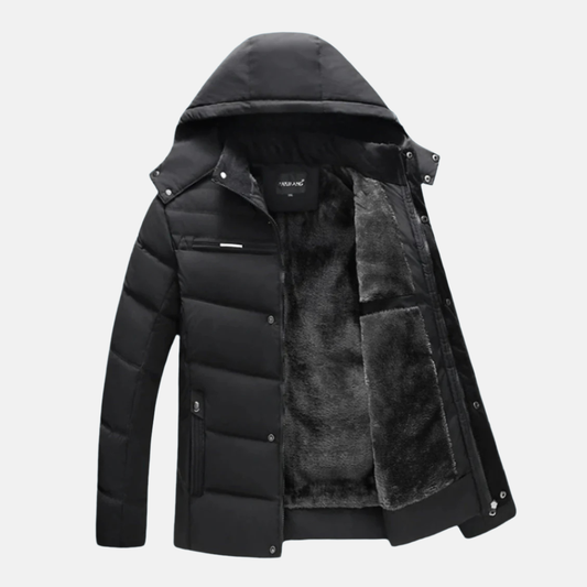 Fleece Pufferjacke Kapuze Bequem Oversized - IdealeKleiden