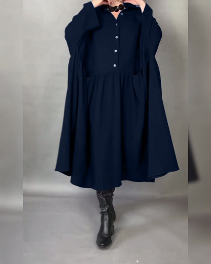 Robe trapèze élégante avec revers et boutons