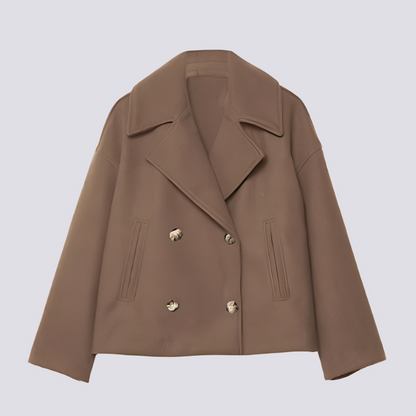 Veste en laine courte élégante pour femme avec revers