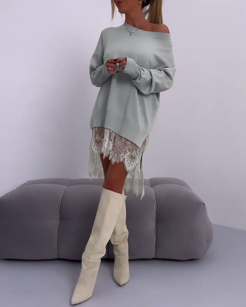 Pull élégant à épaules dénudées coupe ajustée