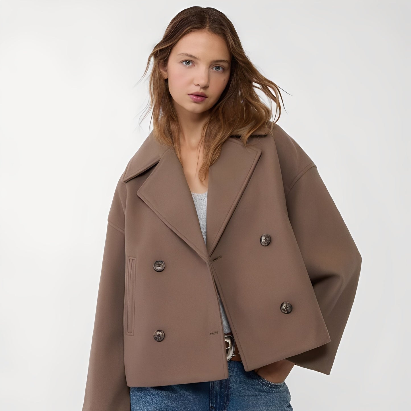 Bequeme Kurzjacke Damen Freizeit Style - IdealeKleiden
