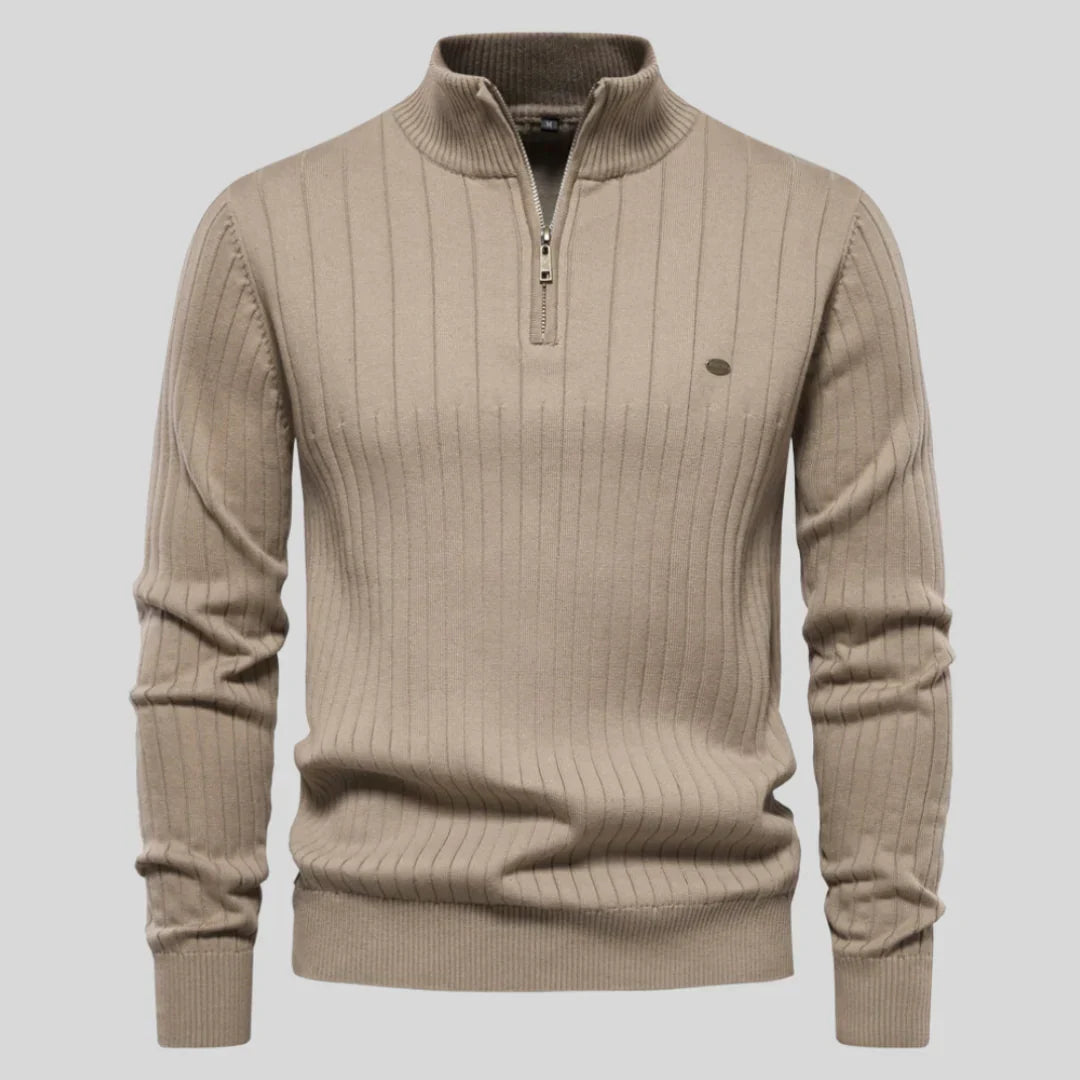 Pull en tricot pour homme Chaud Demi-fermeture éclair Édition hiver
