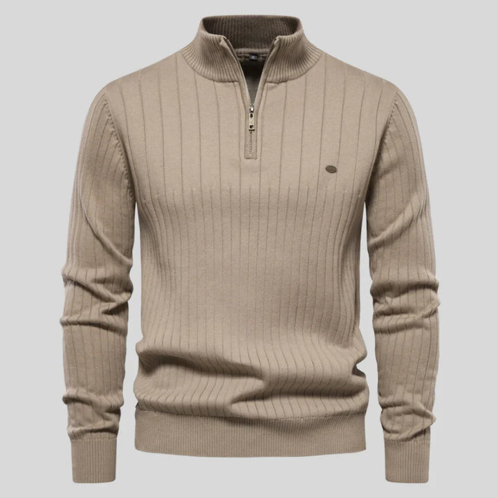 Pull en tricot pour homme Chaud Demi-fermeture éclair Édition hiver