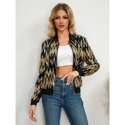 Veste à paillettes manches longues