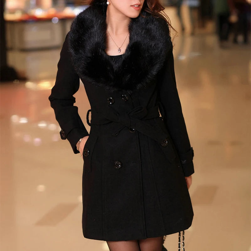 Manteau élégant avec col en similicuir - Chic et polyvalent