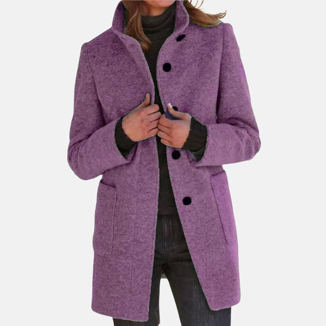 Veste Femme Tweed Vintage Élégante Col Roulé
