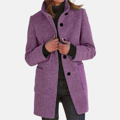 Veste Femme Tweed Vintage Élégante Col Roulé