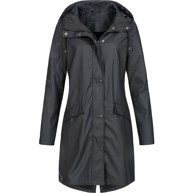 Veste de pluie imperméable pour femme avec capuche