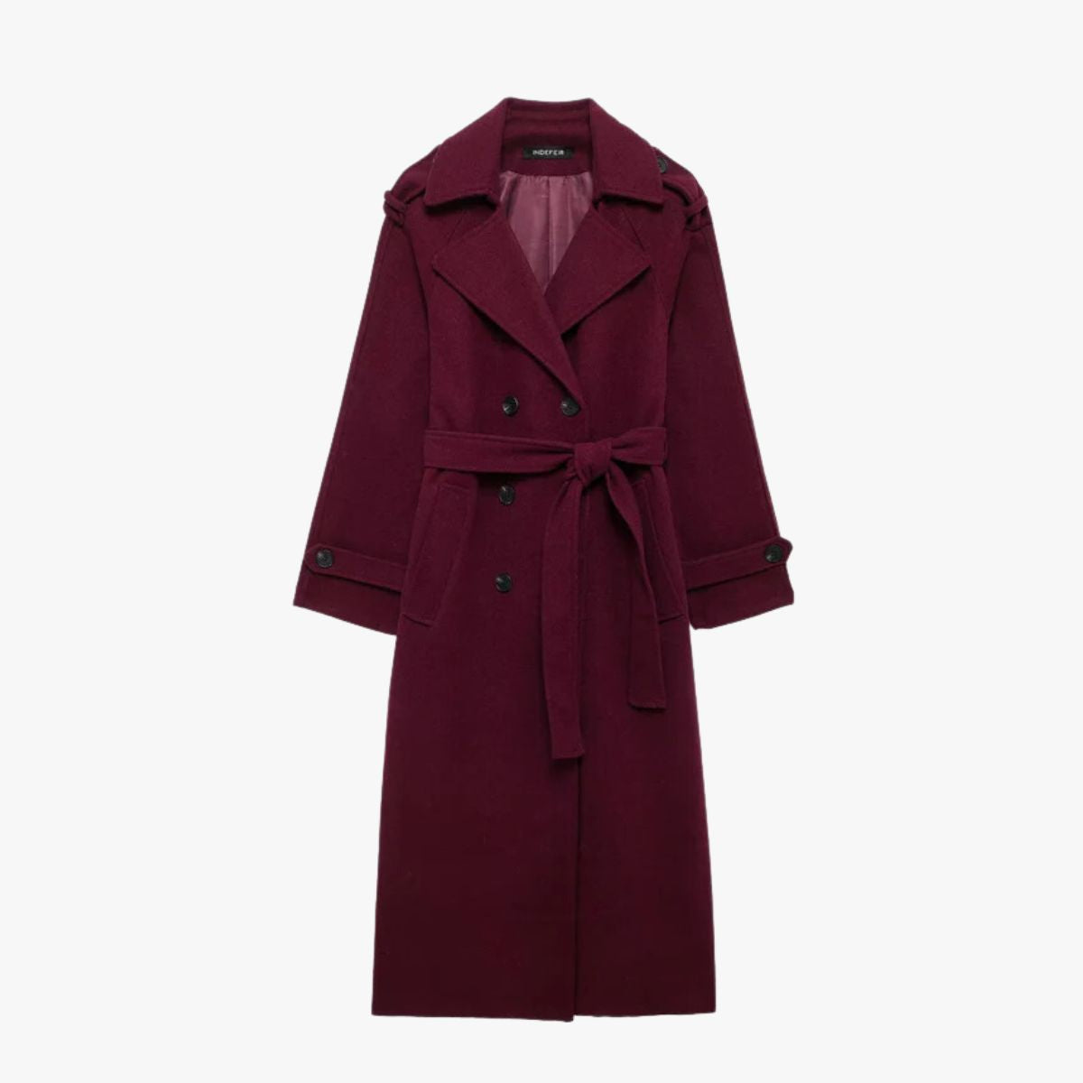 Élégant trench-coat femme couleur bordeaux