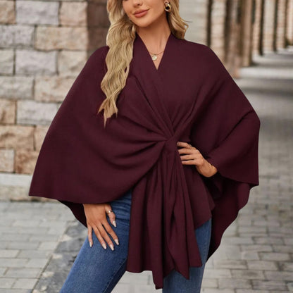 Haut pour femme avec effet cape et nœud sur le devant