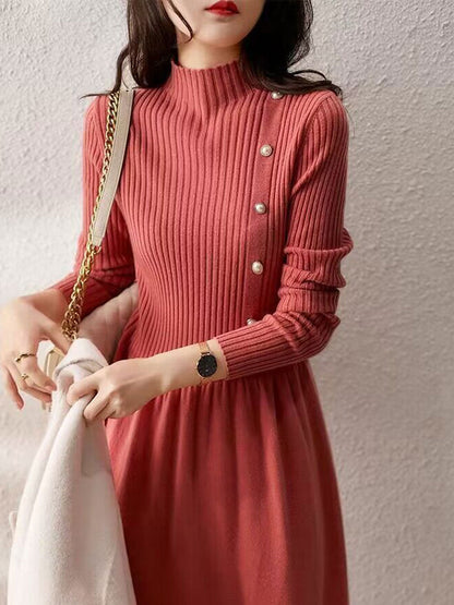 Robe pull élégante à col roulé pour femme