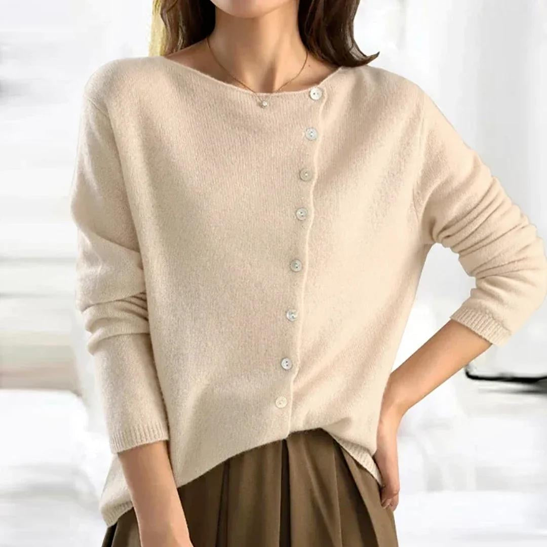 Modischer Pullover mit Knöpfen und V-Ausschnitt - IdealeKleiden