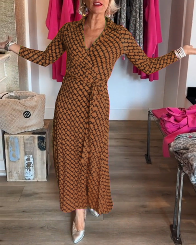 Robe longue élégante col en V pour femmes