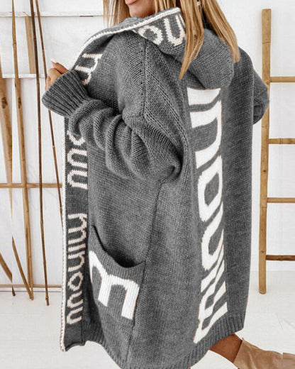 Long cardigan avec inscription tendance
