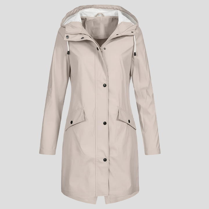 Imperméable long femme à capuche poches