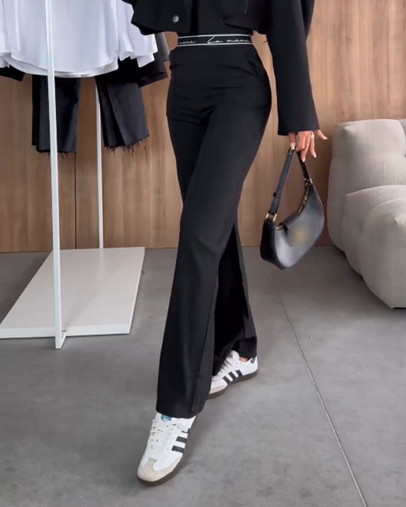 Pantalon élégant pour femme noir avec fermeture éclair